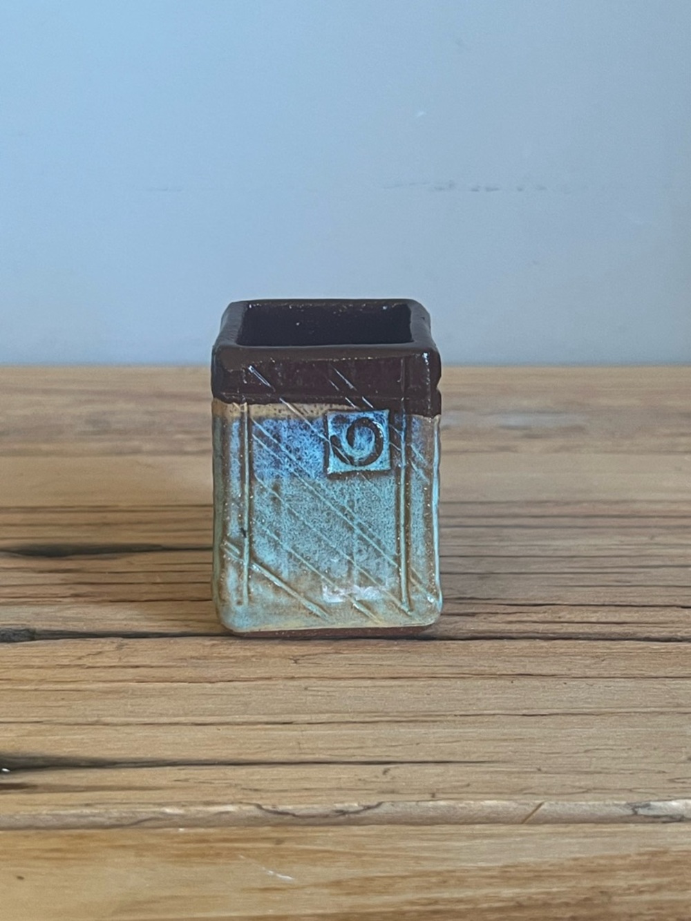 Handcrafted ceramic toothpick holder signed by artist Jonathan Griffith
